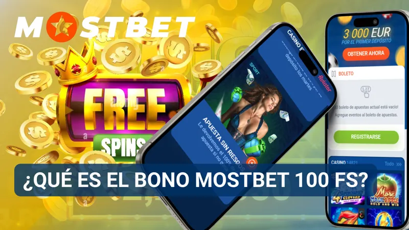 Oferta de 100 FS destacada en la página de promociones de MostBet Argentina.