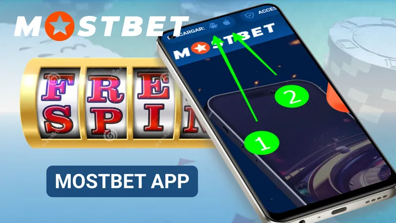 Aplicación móvil de MostBet abierta en smartphone con acceso a apuestas y casino online.