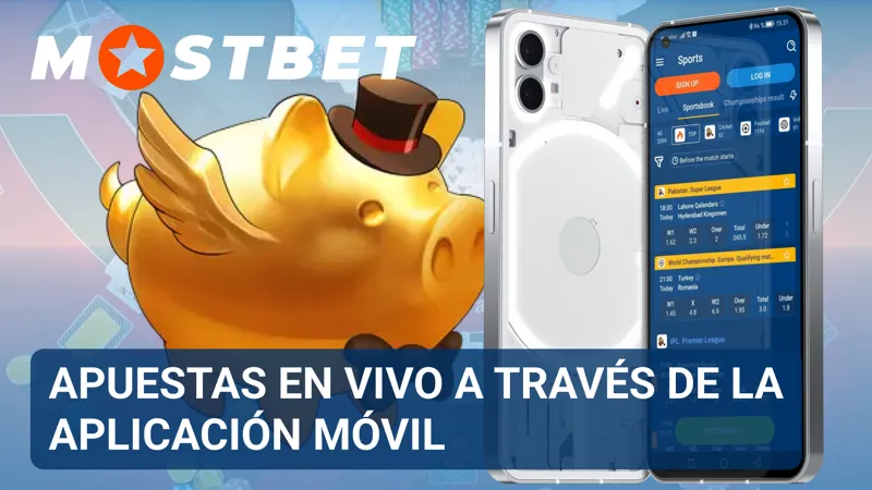 Apuestas live de MostBet realizadas desde la aplicación móvil en tiempo real.