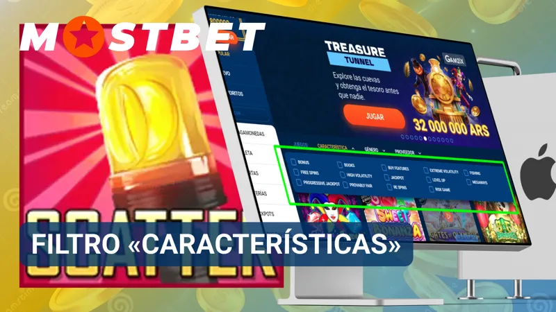 Filtro de características en MostBet para seleccionar tragamonedas por funciones especiales.