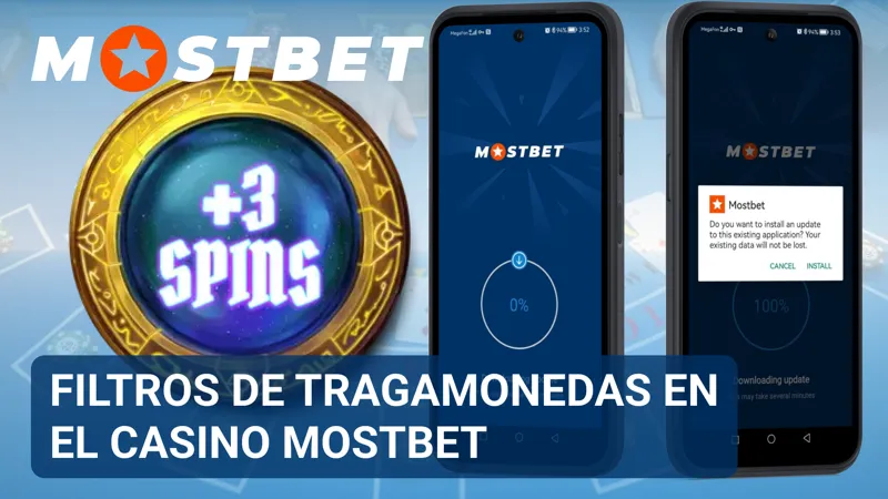 Filtros de tragamonedas de MostBet para ordenar juegos por categorías y funciones.
