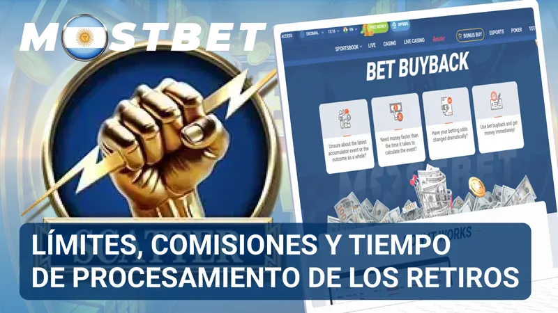 Tabla con límites de retiro, posibles comisiones y tiempos estimados de procesamiento en MostBet.