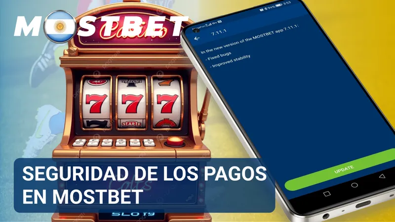 Candado digital junto a la pantalla de confirmación de un pago realizado en MostBet.
