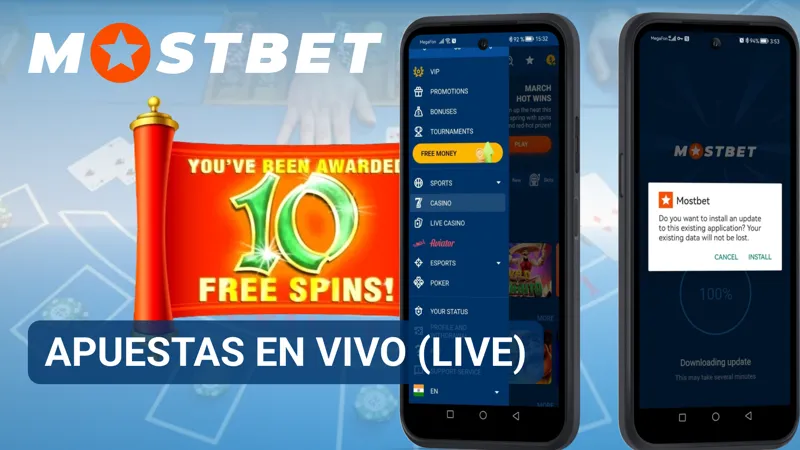 Sección de apuestas en vivo de Mostbet con cuotas cambiando durante el partido.