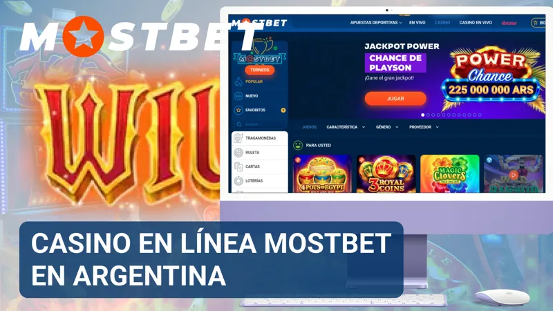 Sección de casino online de Mostbet con tragamonedas y juegos en vivo para Argentina.