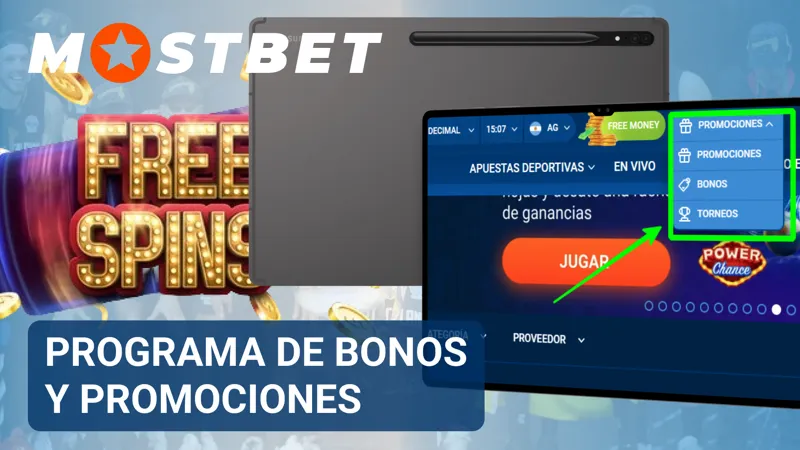 Sección de promociones de Mostbet con bonos activos para casino y apuestas deportivas.