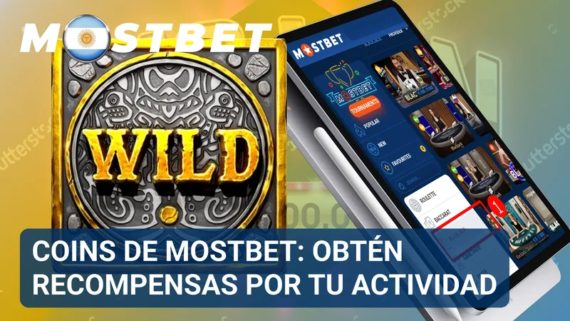 Saldo de Coins acumuladas en Mostbet con opciones para canjear recompensas.