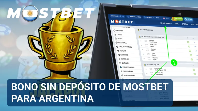 Pantalla de Mostbet con distintas promociones sin depósito disponibles para Argentina.