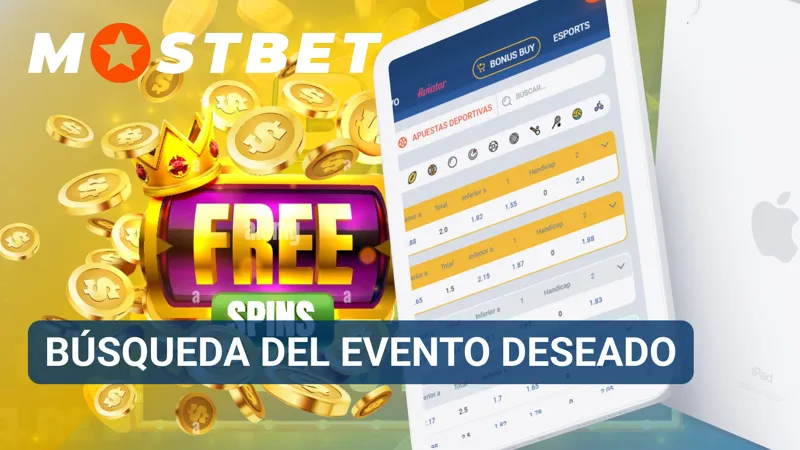 Herramienta de búsqueda de MostBet utilizada para encontrar eventos deportivos específicos.