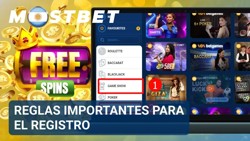 Lista de requisitos de registro mostrada junto al formulario de creación de cuenta en MostBet.