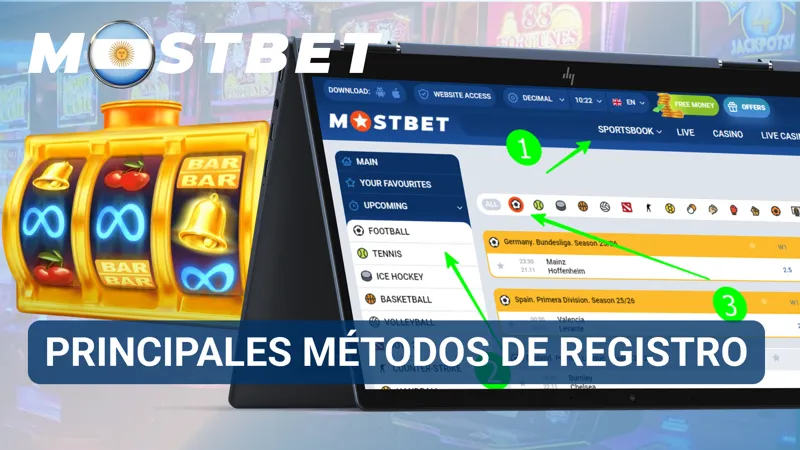 Una persona compara las opciones de registro por teléfono, correo electrónico y redes sociales en MostBet.