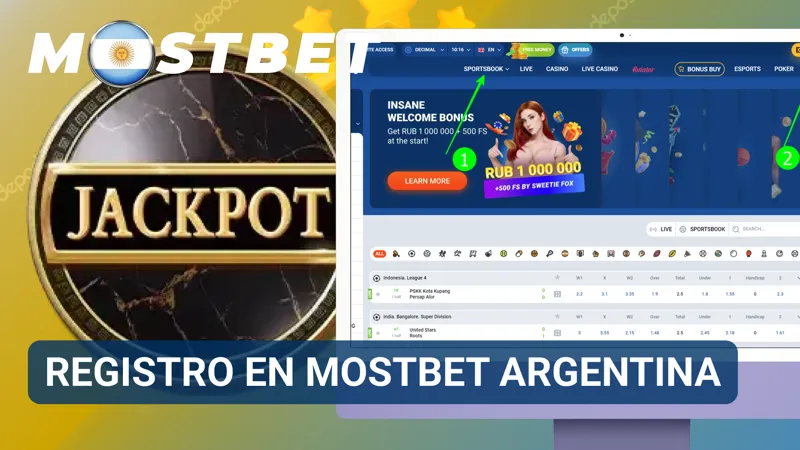 Formulario de registro de MostBet Argentina con campos para crear una cuenta desde una computadora.