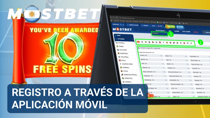 Smartphone con la pantalla de registro abierta en la aplicación móvil de MostBet.